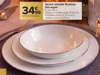 Service vaisselle 18 pièces filet argent Carrefour Home