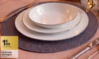 Set de table rond argent Carrefour Home
