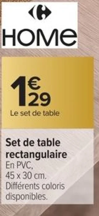 Set de table rectangulaire Carrefour Home