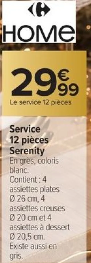 Service 12 pièces Serenity Carrefour Home