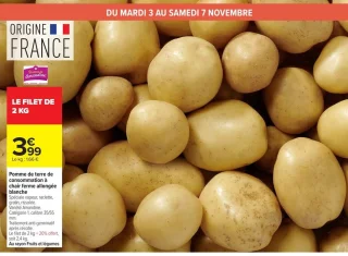 Pomme de terre de consommation à chair ferme allongée blanche Princesse Amandine