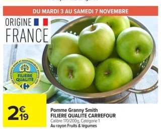 Pomme Granny Smith Filière Qualité Carrefour