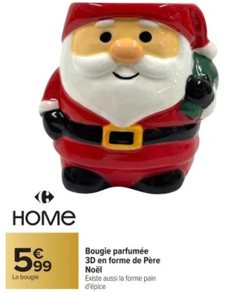 Bougie parfumée 3D en forme de Père Noël Carrefour HOME