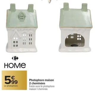 Photophore maison 2 cheminées Carrefour HOME