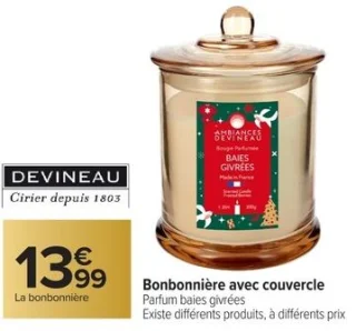 Bougie parfumée bonbonnière avec couvercle Parfum baies givrées DEVINEAU