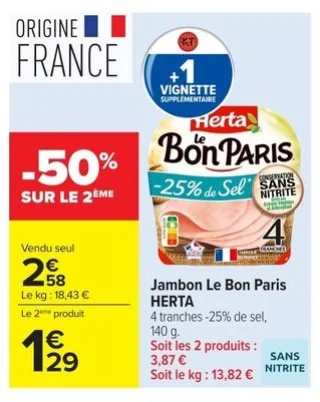 Jambon Le Bon Paris HERTA