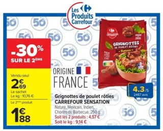 Grignottes de poulet rôties CARREFOUR SENSATION