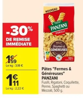 Pâtes "Fermes & Généreuses" PANZANI
