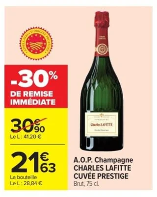 Champagne brut Cuvée Prestige A.O.P. Charles Lafitte 75 cl
