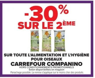 Alimentation et l'hygiène pour oiseaux Carrefour Companino