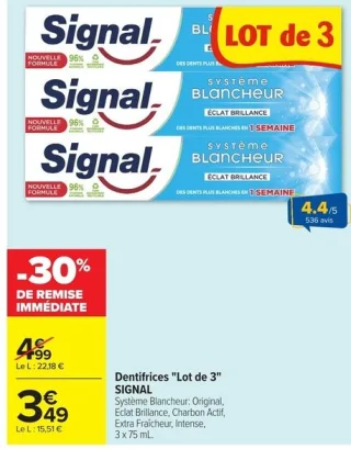Dentifrices Système Blancheur Signal - Lot de 3