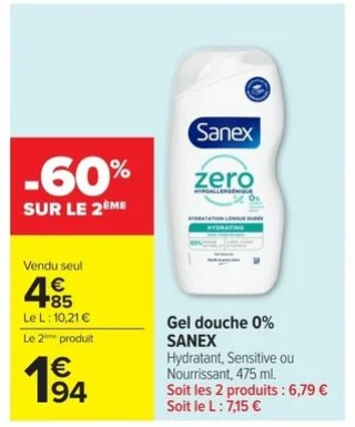 Gel douche 0% Sanex