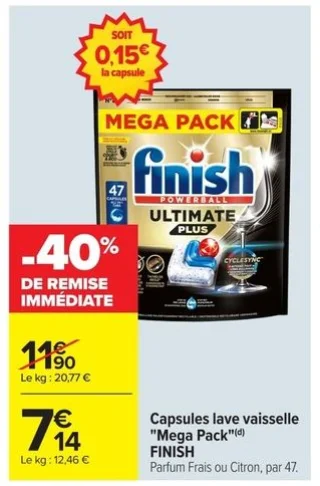 Capsules lave vaisselle "Mega Pack" FINISH Powerball Ultimate Plus