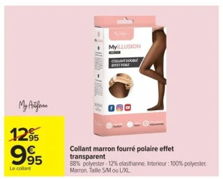 Collant marron fourré polaire effet transparent MyILLUSION My Actiforme