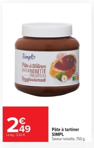 Pâte à tartiner SIMPL Saveur noisette