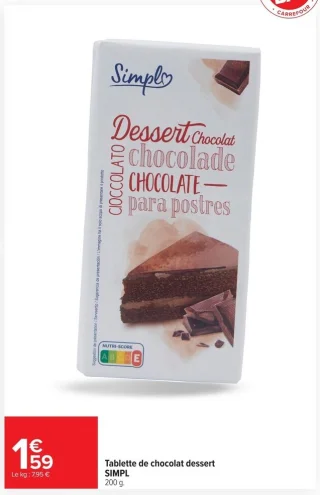 Tablette de chocolat dessert SIMPL
