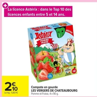 Compote en gourde Astérix LES VERGERS DE CHATEAUBOURG Pomme et Fraise