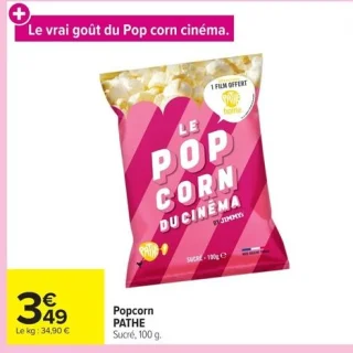 Le Pop Corn du cinéma sucré PATHE