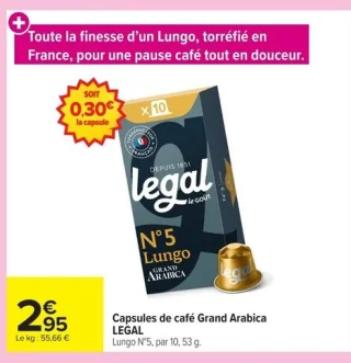 Capsules de café Grand Arabica Lungo N°5 LEGAL