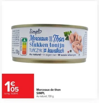 Morceaux de thon au naturel SIMPL