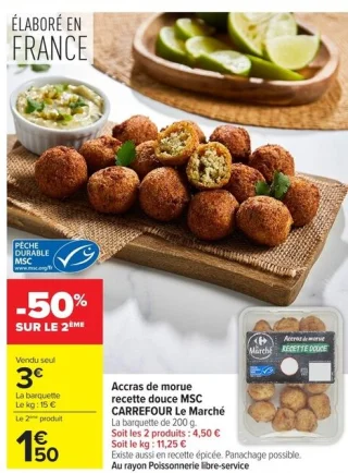 Accras de morue recette douce MSC CARREFOUR Le Marché