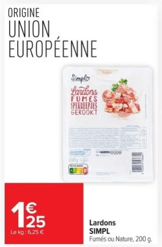Lardons Fumés ou Nature SIMPL