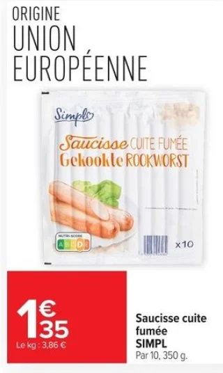 Saucisse cuite fumée SIMPL