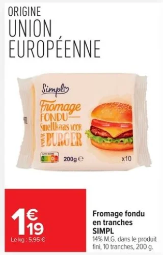 Fromage fondu en tranches SIMPL