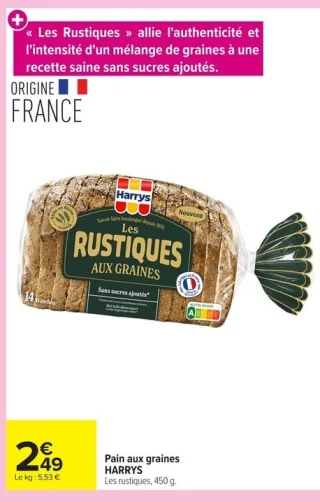 Pain aux graines Les rustiques HARRYS