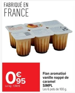 Flan aromatisé vanille nappé de caramel SIMPL