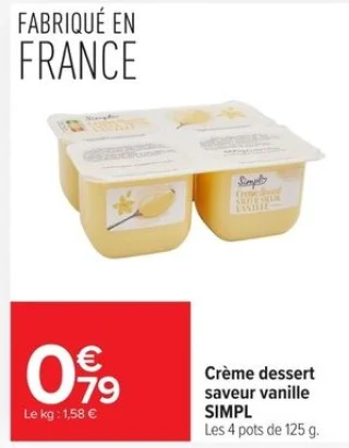 Crème dessert saveur vanille SIMPL