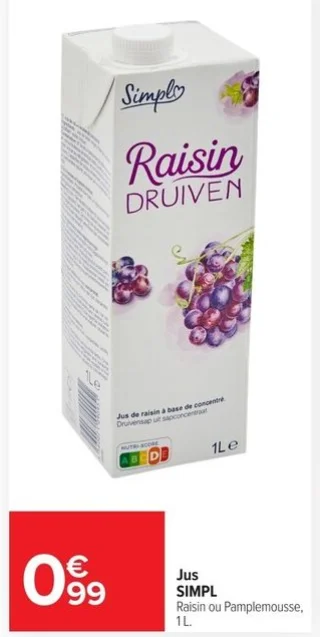 Jus SIMPL Raisin ou Pamplemousse