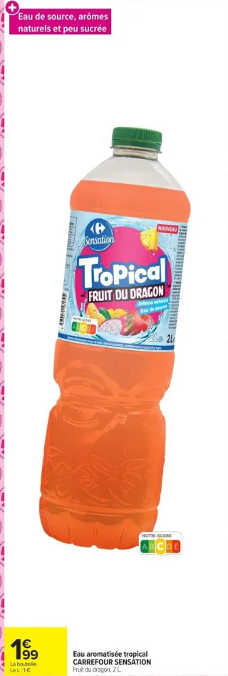 Eau aromatisée tropical Carrefour Sensation Fruit du dragon