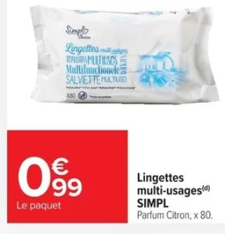 Lingettes multi-usages SIMPL Parfum Citron