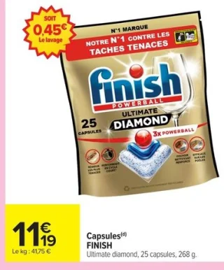 Capsules lave-vaisselle Finish Ultimate Diamond