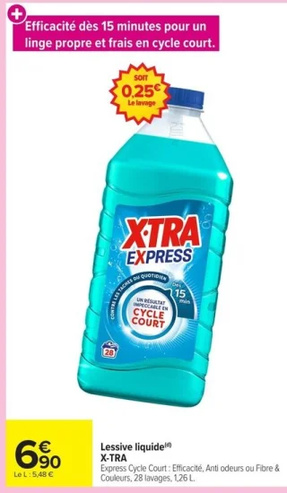 Lessive liquide X-TRA Express Cycle Court