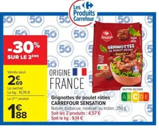 Grignottes de poulet rôties CARREFOUR SENSATION