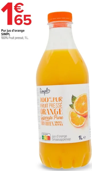 Pur jus d'orange SIMPL 100% Fruit pressé