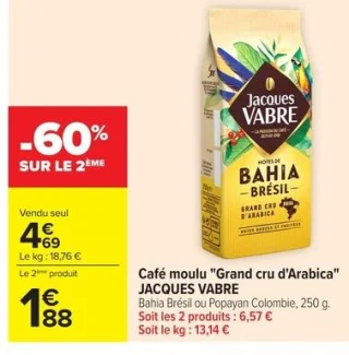 Café moulu "Grand cru d'Arabica" JACQUES VABRE