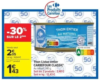 Thon Listao entier CARREFOUR CLASSIC'
