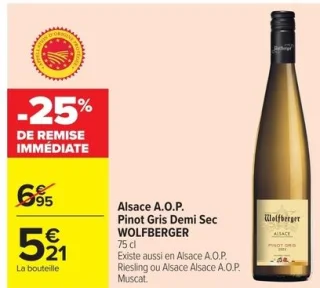 Alsace A.O.P. Pinot Gris Demi Sec WOLFBERGER