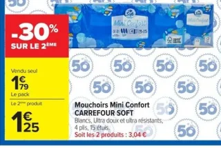 Mouchoirs Mini Confort CARREFOUR SOFT
