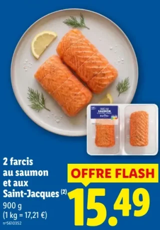 2 farcis au saumon et aux Saint-Jacques