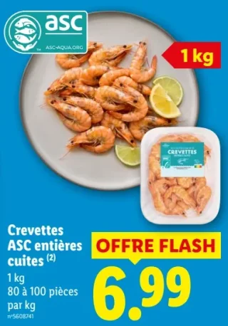 Crevettes ASC entières cuites