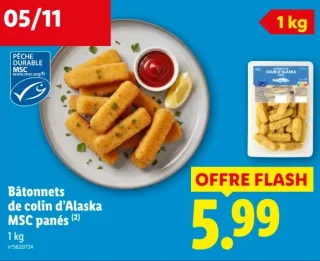 Bâtonnets de colin d'Alaska MSC panés