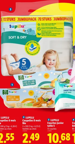 Couches junior taille 5 Soft & Dry Lupilu