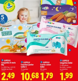 Coupelles pour bébé dès 8 mois Bio Lupilu