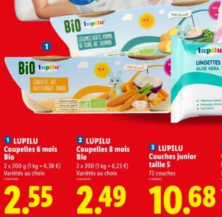 Coupelles pour bébé 6 mois Bio Lupilu