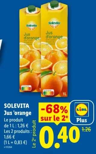 Solevita Jus d'orange avec pulpe
