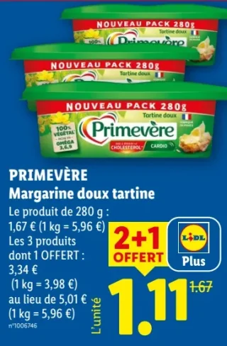 Primevère Margarine doux tartine